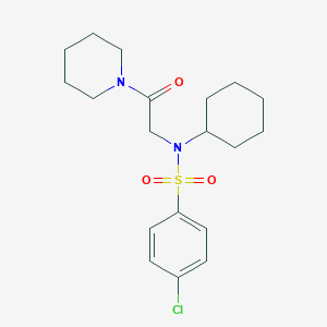 molecular formula C19H27ClN2O3S B298713 4-chloro-N-cyclohexyl-N-[2-oxo-2-(1-piperidinyl)ethyl]benzenesulfonamide 