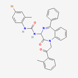 molecular formula C32H27BrN4O3 B2987138 N-(2,5-二氮杂-2-(2-(2-甲基苯基)-2-氧代乙基)-3-氧代-6-苯基双环[5.4.0]十一环-1(7),5,8,10-四烯-4-基)((4-溴-2-甲基苯基)氨基)甲酰胺 CAS No. 1796893-68-9