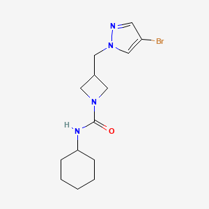 molecular formula C14H21BrN4O B2987139 3-[(4-Bromopyrazol-1-yl)methyl]-N-cyclohexylazetidine-1-carboxamide CAS No. 2415620-97-0