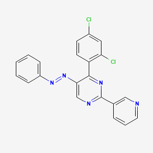 molecular formula C21H13Cl2N5 B2987140 [4-(2,4-Dichlorophenyl)-2-pyridin-3-ylpyrimidin-5-yl]-phenyldiazene CAS No. 338747-39-0