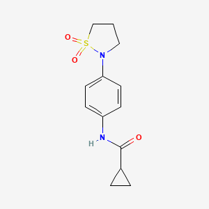 molecular formula C13H16N2O3S B2987142 N-(4-(1,1-二氧化异噻唑烷-2-基)苯基)环丙烷甲酰胺 CAS No. 941885-75-2