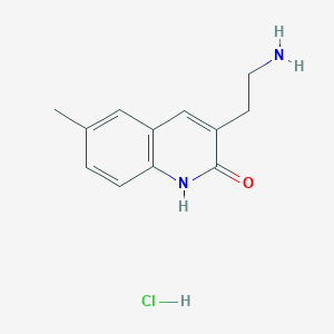 molecular formula C12H15ClN2O B2987145 3-(2-Aminoethyl)-6-methyl-1,2-dihydroquinolin-2-one hydrochloride CAS No. 1266693-90-6