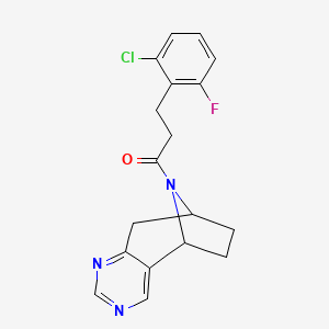 molecular formula C18H17ClFN3O B2987150 3-(2-氯-6-氟苯基)-1-((5R,8S)-6,7,8,9-四氢-5H-5,8-环己并氮杂环庚[d]嘧啶-10-基)丙烷-1-酮 CAS No. 1903539-10-5