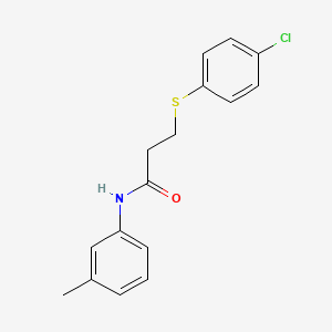 molecular formula C16H16ClNOS B2987162 3-((4-chlorophenyl)thio)-N-(m-tolyl)propanamide CAS No. 333454-60-7