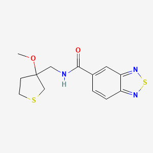 molecular formula C13H15N3O2S2 B2987163 N-((3-methoxytetrahydrothiophen-3-yl)methyl)benzo[c][1,2,5]thiadiazole-5-carboxamide CAS No. 1448066-41-8