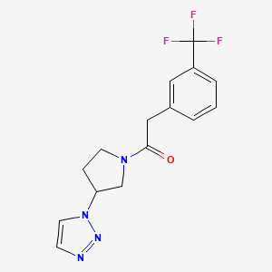 molecular formula C15H15F3N4O B2987167 1-(3-(1H-1,2,3-triazol-1-yl)pyrrolidin-1-yl)-2-(3-(trifluoromethyl)phenyl)ethanone CAS No. 1795444-42-6