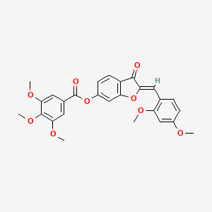 molecular formula C27H24O9 B2987172 (Z)-2-(2,4-dimethoxybenzylidene)-3-oxo-2,3-dihydrobenzofuran-6-yl 3,4,5-trimethoxybenzoate CAS No. 858764-14-4