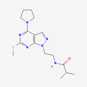 B2987177 N-(2-(6-(methylthio)-4-(pyrrolidin-1-yl)-1H-pyrazolo[3,4-d]pyrimidin-1-yl)ethyl)isobutyramide CAS No. 946313-56-0