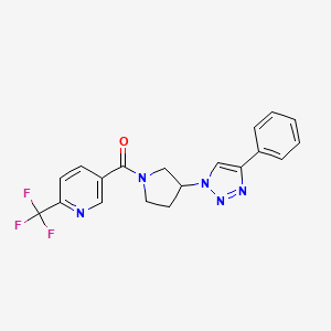 molecular formula C19H16F3N5O B2987193 (3-(4-苯基-1H-1,2,3-三唑-1-基)吡咯烷-1-基)(6-(三氟甲基)吡啶-3-基)甲酮 CAS No. 2034264-66-7