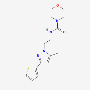 molecular formula C15H20N4O2S B2987195 N-(2-(5-甲基-3-(噻吩-2-基)-1H-吡唑-1-基)乙基)吗啉-4-甲酰胺 CAS No. 2034477-11-5