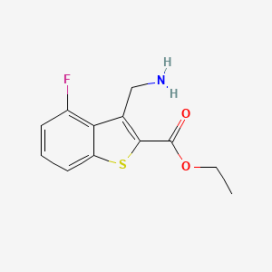 molecular formula C12H12FNO2S B2987199 Ethyl 3-(aminomethyl)-4-fluoro-1-benzothiophene-2-carboxylate CAS No. 2248413-40-1