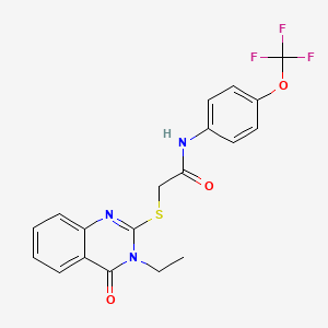 molecular formula C19H16F3N3O3S B2987203 2-[(3-ethyl-4-oxo-3,4-dihydro-2-quinazolinyl)sulfanyl]-N-[4-(trifluoromethoxy)phenyl]acetamide CAS No. 882083-37-6