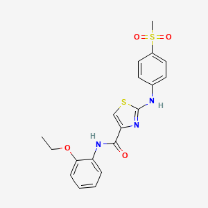 molecular formula C19H19N3O4S2 B2987204 N-(2-乙氧基苯基)-2-((4-(甲磺酰基)苯基)氨基)噻唑-4-甲酰胺 CAS No. 1170485-58-1
