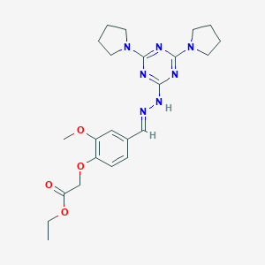 ethyl {4-[(E)-{2-[4,6-di(pyrrolidin-1-yl)-1,3,5-triazin-2-yl]hydrazinylidene}methyl]-2-methoxyphenoxy}acetate