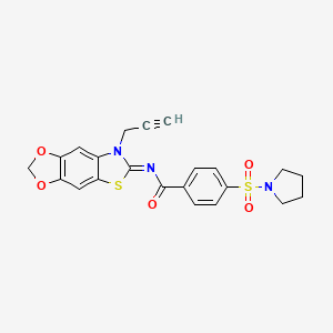 molecular formula C22H19N3O5S2 B2987218 (Z)-N-(7-(prop-2-yn-1-yl)-[1,3]dioxolo[4',5':4,5]benzo[1,2-d]thiazol-6(7H)-ylidene)-4-(pyrrolidin-1-ylsulfonyl)benzamide CAS No. 895454-02-1