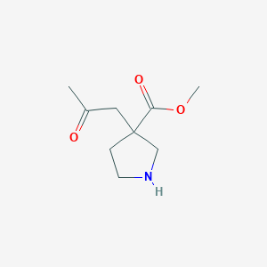 molecular formula C9H15NO3 B2987234 Methyl 3-(2-oxopropyl)pyrrolidine-3-carboxylate CAS No. 2122561-38-8