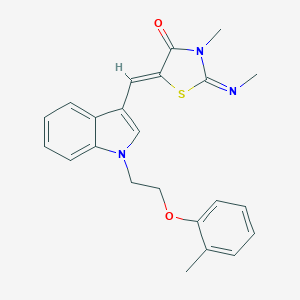 molecular formula C23H23N3O2S B298724 3-methyl-2-(methylimino)-5-({1-[2-(2-methylphenoxy)ethyl]-1H-indol-3-yl}methylene)-1,3-thiazolidin-4-one 