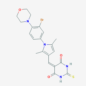 molecular formula C21H21BrN4O3S B298725 5-({1-[3-bromo-4-(4-morpholinyl)phenyl]-2,5-dimethyl-1H-pyrrol-3-yl}methylene)-2-thioxodihydro-4,6(1H,5H)-pyrimidinedione 