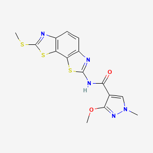 molecular formula C15H13N5O2S3 B2987266 3-methoxy-1-methyl-N-(7-(methylthio)benzo[1,2-d:4,3-d']bis(thiazole)-2-yl)-1H-pyrazole-4-carboxamide CAS No. 1207035-22-0