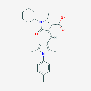 molecular formula C27H32N2O3 B298727 methyl (4Z)-1-cyclohexyl-4-{[2,5-dimethyl-1-(4-methylphenyl)-1H-pyrrol-3-yl]methylidene}-2-methyl-5-oxo-4,5-dihydro-1H-pyrrole-3-carboxylate 