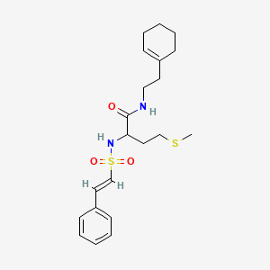 N-[2-(Cyclohexen-1-yl)ethyl]-4-methylsulfanyl-2-[[(E)-2-phenylethenyl]sulfonylamino]butanamide