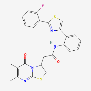 2-(6,7-dimethyl-5-oxo-3,5-dihydro-2H-thiazolo[3,2-a]pyrimidin-3-yl)-N-(2-(2-(2-fluorophenyl)thiazol-4-yl)phenyl)acetamide