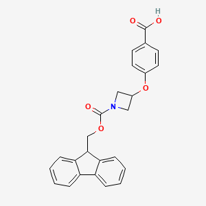 molecular formula C25H21NO5 B2987282 4-[1-(9H-Fluoren-9-ylmethoxycarbonyl)azetidin-3-yl]oxybenzoic acid CAS No. 2361634-15-1