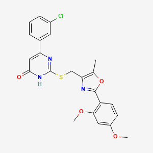 6-(3-Chlorophenyl)-2-(((2-(2,4-dimethoxyphenyl)-5-methyloxazol-4-yl)methyl)thio)pyrimidin-4-ol