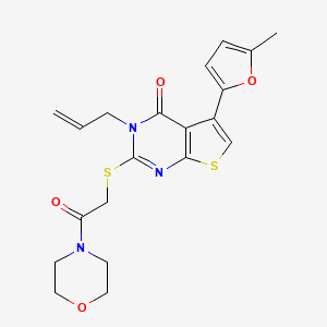 molecular formula C20H21N3O4S2 B2987300 3-烯丙基-5-(5-甲基呋喃-2-基)-2-((2-吗啉-2-氧代乙基)硫代)噻吩并[2,3-d]嘧啶-4(3H)-酮 CAS No. 380455-02-7