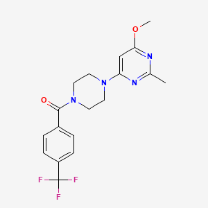 molecular formula C18H19F3N4O2 B2987304 (4-(6-甲氧基-2-甲基嘧啶-4-基)哌嗪-1-基)(4-(三氟甲基)苯基)甲苯酮 CAS No. 946248-13-1
