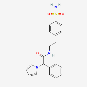 molecular formula C20H21N3O3S B2987308 2-phenyl-2-(1H-pyrrol-1-yl)-N-(4-sulfamoylphenethyl)acetamide CAS No. 1257546-02-3