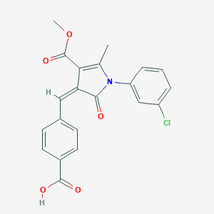 molecular formula C21H16ClNO5 B298731 4-{[1-(3-chlorophenyl)-4-(methoxycarbonyl)-5-methyl-2-oxo-1,2-dihydro-3H-pyrrol-3-ylidene]methyl}benzoic acid 