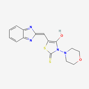 molecular formula C15H14N4O2S2 B2987320 (Z)-5-((1H-benzo[d]imidazol-2-yl)methylene)-3-morpholino-2-thioxothiazolidin-4-one CAS No. 881817-93-2