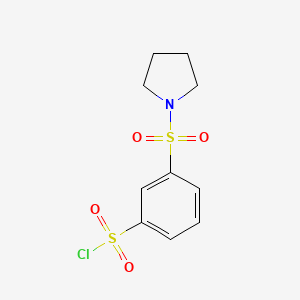 molecular formula C10H12ClNO4S2 B2987327 3-(Pyrrolidine-1-sulfonyl)benzene-1-sulfonyl chloride CAS No. 920449-65-6