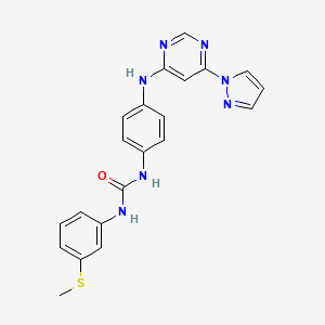 molecular formula C21H19N7OS B2987332 1-(4-((6-(1H-pyrazol-1-yl)pyrimidin-4-yl)amino)phenyl)-3-(3-(methylthio)phenyl)urea CAS No. 1170620-93-5
