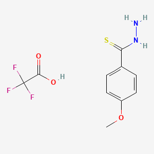 molecular formula C10H11F3N2O3S B2987334 4-Methoxybenzothiohydrazide 2,2,2-trifluoroacetate CAS No. 1956364-99-0