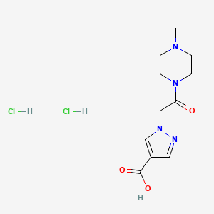 molecular formula C11H18Cl2N4O3 B2987338 1-[2-(4-methylpiperazin-1-yl)-2-oxoethyl]-1H-pyrazole-4-carboxylic acid dihydrochloride CAS No. 1384428-48-1