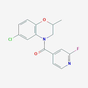 molecular formula C15H12ClFN2O2 B2987340 (6-Chloro-2-methyl-2,3-dihydro-1,4-benzoxazin-4-yl)-(2-fluoropyridin-4-yl)methanone CAS No. 1436060-60-4