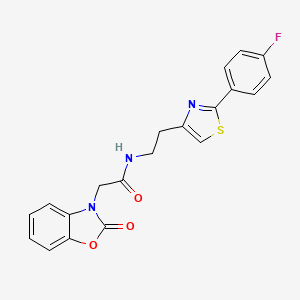 molecular formula C20H16FN3O3S B2987362 N-(2-(2-(4-fluorophenyl)thiazol-4-yl)ethyl)-2-(2-oxobenzo[d]oxazol-3(2H)-yl)acetamide CAS No. 1211765-98-8
