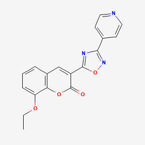 molecular formula C18H13N3O4 B2987375 8-ethoxy-3-(3-pyridin-4-yl-1,2,4-oxadiazol-5-yl)-2H-chromen-2-one CAS No. 892755-19-0