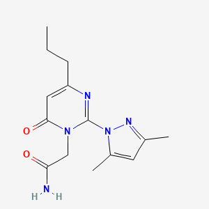 molecular formula C14H19N5O2 B2987376 2-(2-(3,5-dimethyl-1H-pyrazol-1-yl)-6-oxo-4-propylpyrimidin-1(6H)-yl)acetamide CAS No. 1002430-22-9