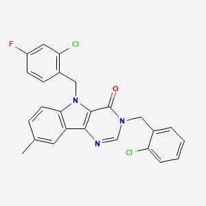 molecular formula C25H18Cl2FN3O B2987379 5-(2-氯-4-氟苄基)-3-(2-氯苄基)-8-甲基-3H-嘧啶并[5,4-b]吲哚-4(5H)-酮 CAS No. 1189462-91-6