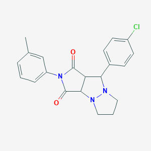 molecular formula C21H20ClN3O2 B298738 9-(4-chlorophenyl)-2-(3-methylphenyl)tetrahydro-5H-pyrazolo[1,2-a]pyrrolo[3,4-c]pyrazole-1,3(2H,3aH)-dione 