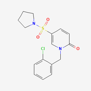 molecular formula C16H17ClN2O3S B2987382 1-(2-chlorobenzyl)-5-(pyrrolidin-1-ylsulfonyl)pyridin-2(1H)-one CAS No. 1096037-09-0