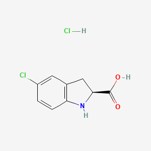 molecular formula C9H9Cl2NO2 B2987385 (2S)-5-Chloro-2,3-dihydro-1H-indole-2-carboxylic acid;hydrochloride CAS No. 2418595-98-7