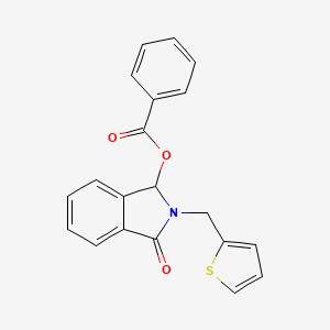 molecular formula C20H15NO3S B2987396 3-氧代-2-(2-噻吩基甲基)-2,3-二氢-1H-异吲哚-1-基苯甲酸酯 CAS No. 866008-22-2