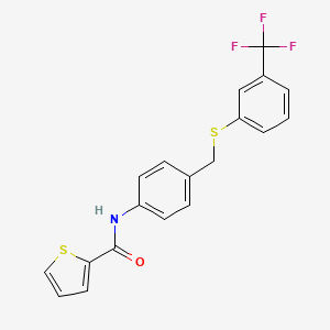 molecular formula C19H14F3NOS2 B2987399 N-[4-({[3-(三氟甲基)苯基]硫代}甲基)苯基]-2-噻吩甲酰胺 CAS No. 338398-68-8