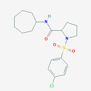 molecular formula C18H25ClN2O3S B298741 1-[(4-chlorophenyl)sulfonyl]-N-cycloheptyl-2-pyrrolidinecarboxamide 