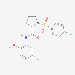 molecular formula C18H18Cl2N2O4S B298742 N-(5-chloro-2-methoxyphenyl)-1-[(4-chlorophenyl)sulfonyl]pyrrolidine-2-carboxamide 