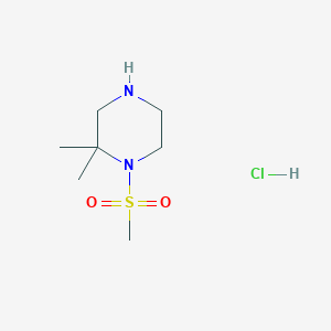 molecular formula C7H17ClN2O2S B2987423 1-Methylsulfonyl-2,2-dimethylpiperazine hydrochloride CAS No. 956034-43-8